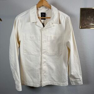 Original Use Womens Cream Herringbone Button Up Shirt Jacket XS
